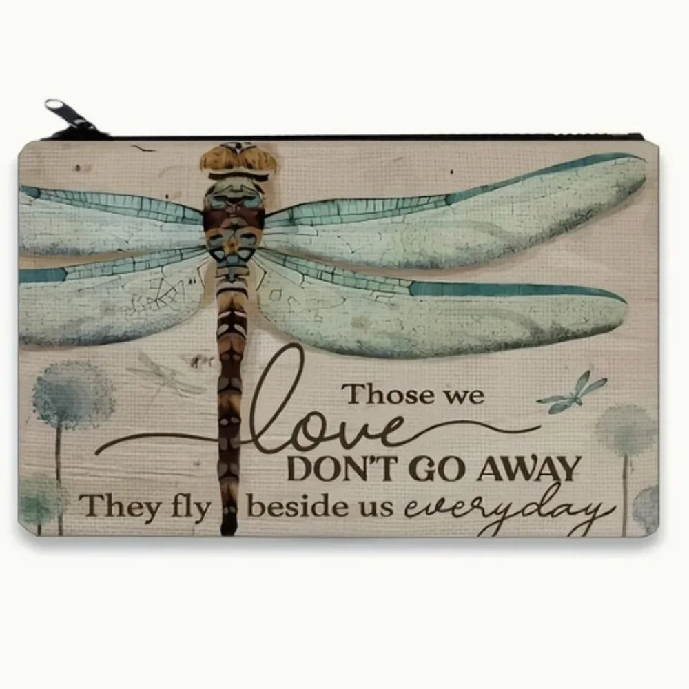 Dragonfly Those We Love Canvas Zip Makeup Bag NWT